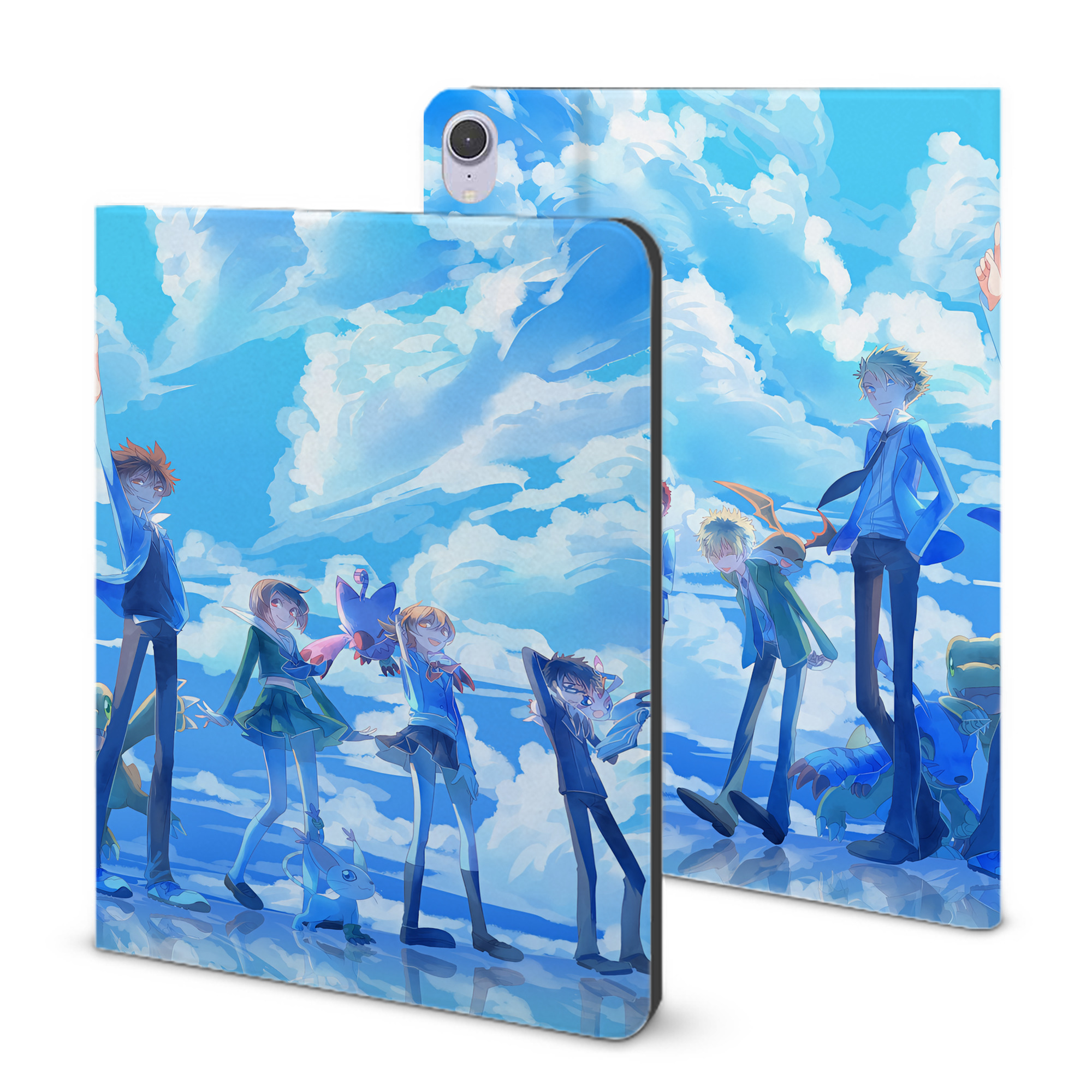 （画像用） Digimon デジタルモンスター/デジモン IPad ケース ブック型 PUレザー TPU 耐衝撃 軽量 薄型 ペン収納なし 全面保護 IPad 各モデル対応
